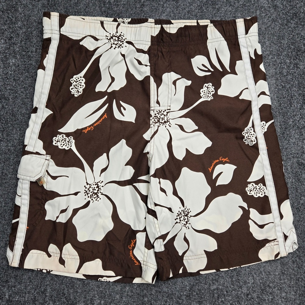 American Eagle Mens Size Small W36 Hibiscus Floral Board Shorts Swim Trunks